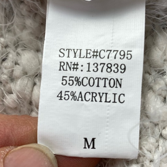 Altar'd State soft & cozy fuzzy cream open front cardigan with pockets wms sz M - Picture 5 of 9